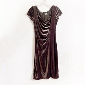 Armani Collezioni dress brown velvet ruched vintage designer fitted